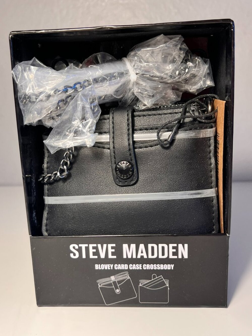 NEW - Steve Madden BLovey Boxed Card Case Crossbody Bag- Black
